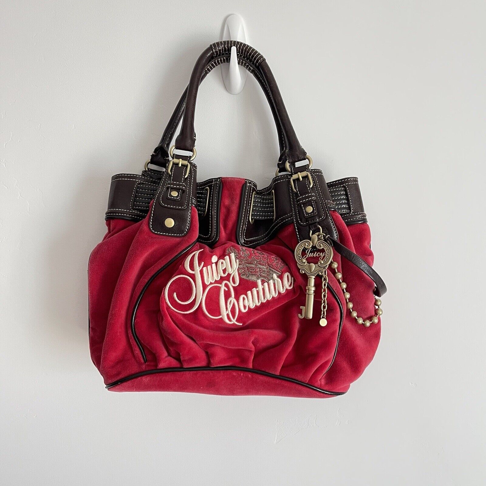 Juicy Couture Handbag Red Velour Purse Bag Y2K Vintage