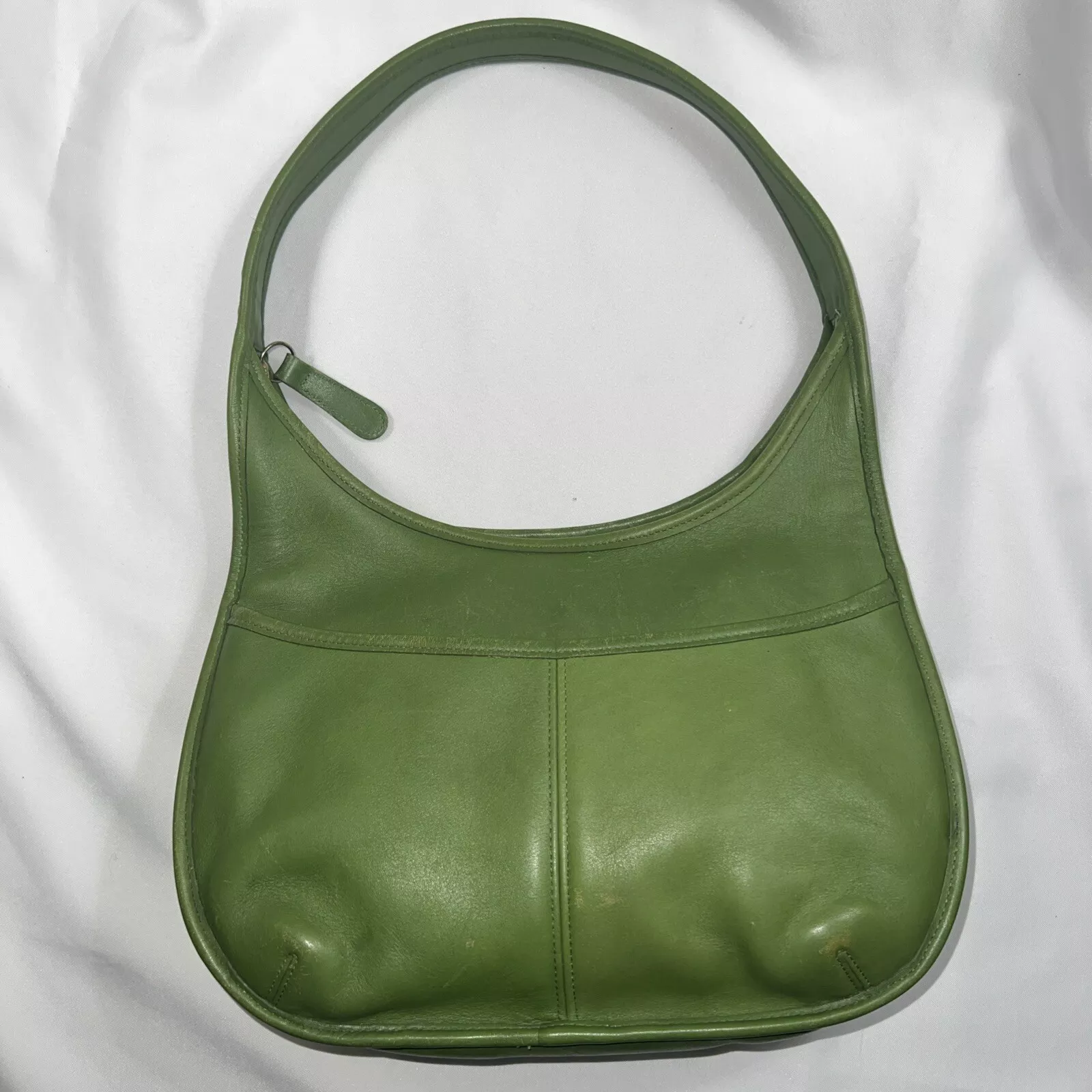 Rare Old Coach Ergo One Shoulder Bag Leaf Green POCKET ZIP 9033 Leather Vintage