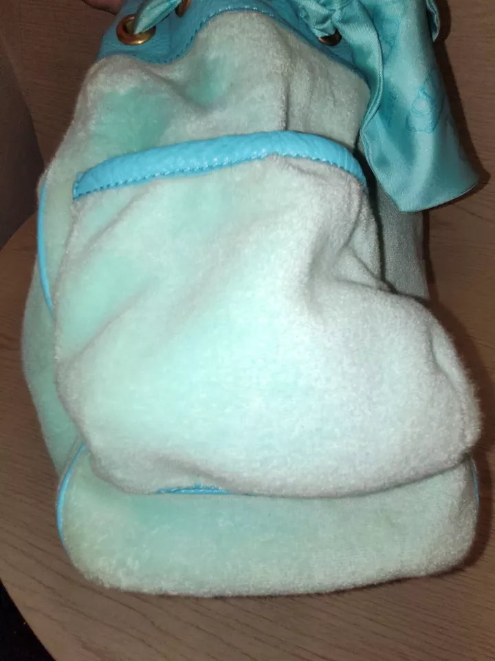 Vintage Juicy Couture Baby Blue Daydreamer Bag Bow Scottie Dogs Velour Gold