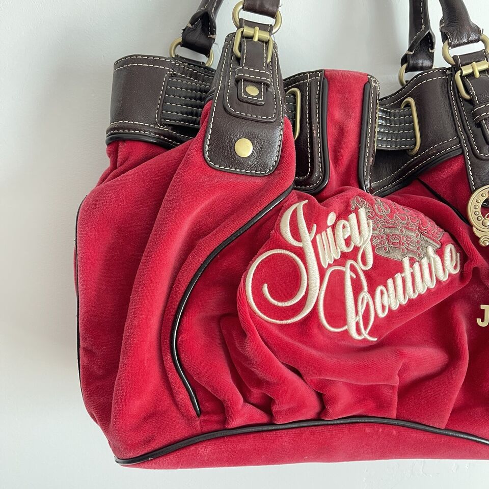 Juicy Couture Handbag Red Velour Purse Bag Y2K Vintage