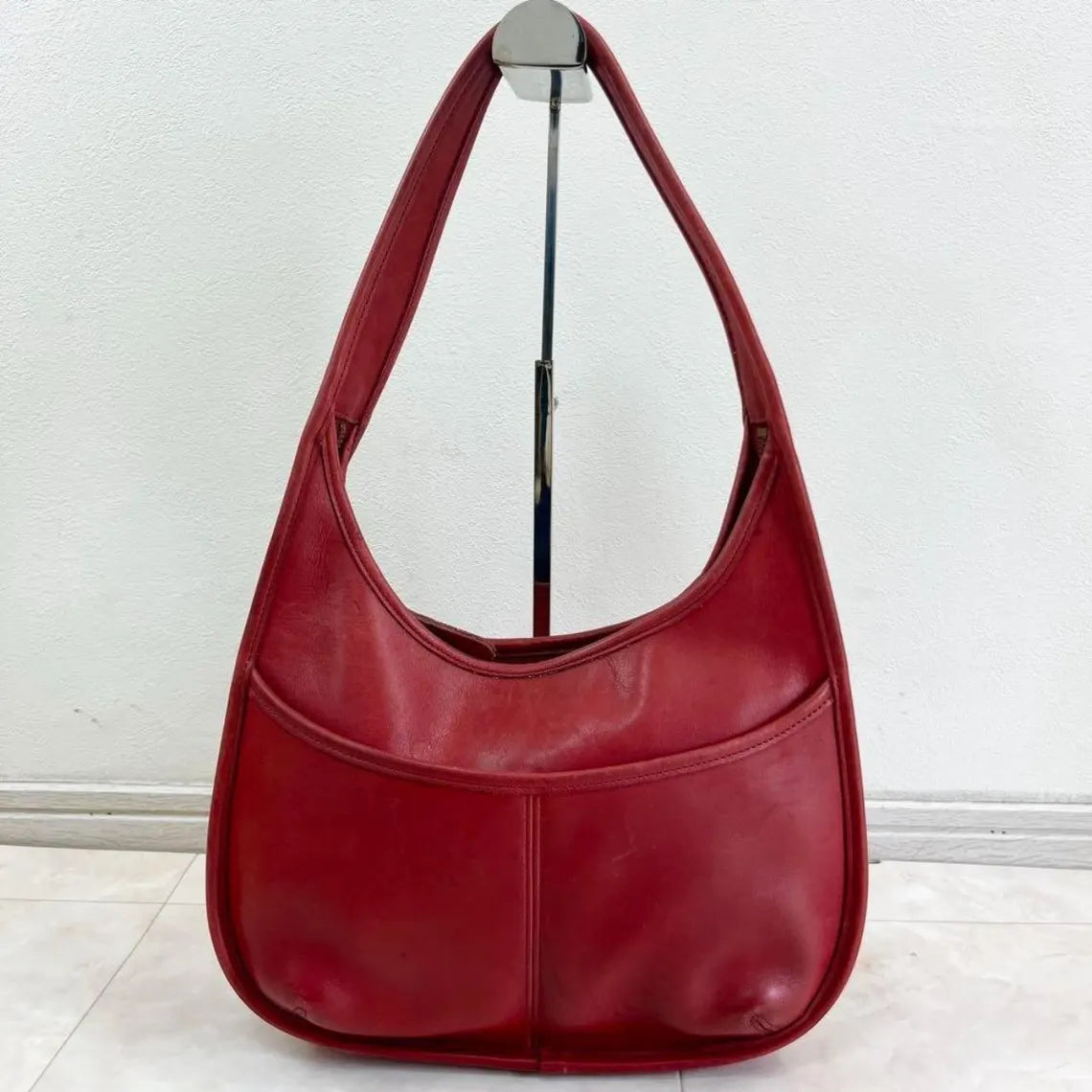 Vintage Coach Red Hobo Shoulder Bag Used 9033