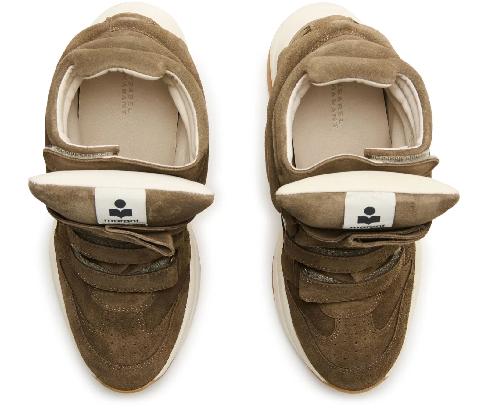 ISABEL MARANT Balskee  Khaki/Ecru Suede And Leather Wedge Sneakers New