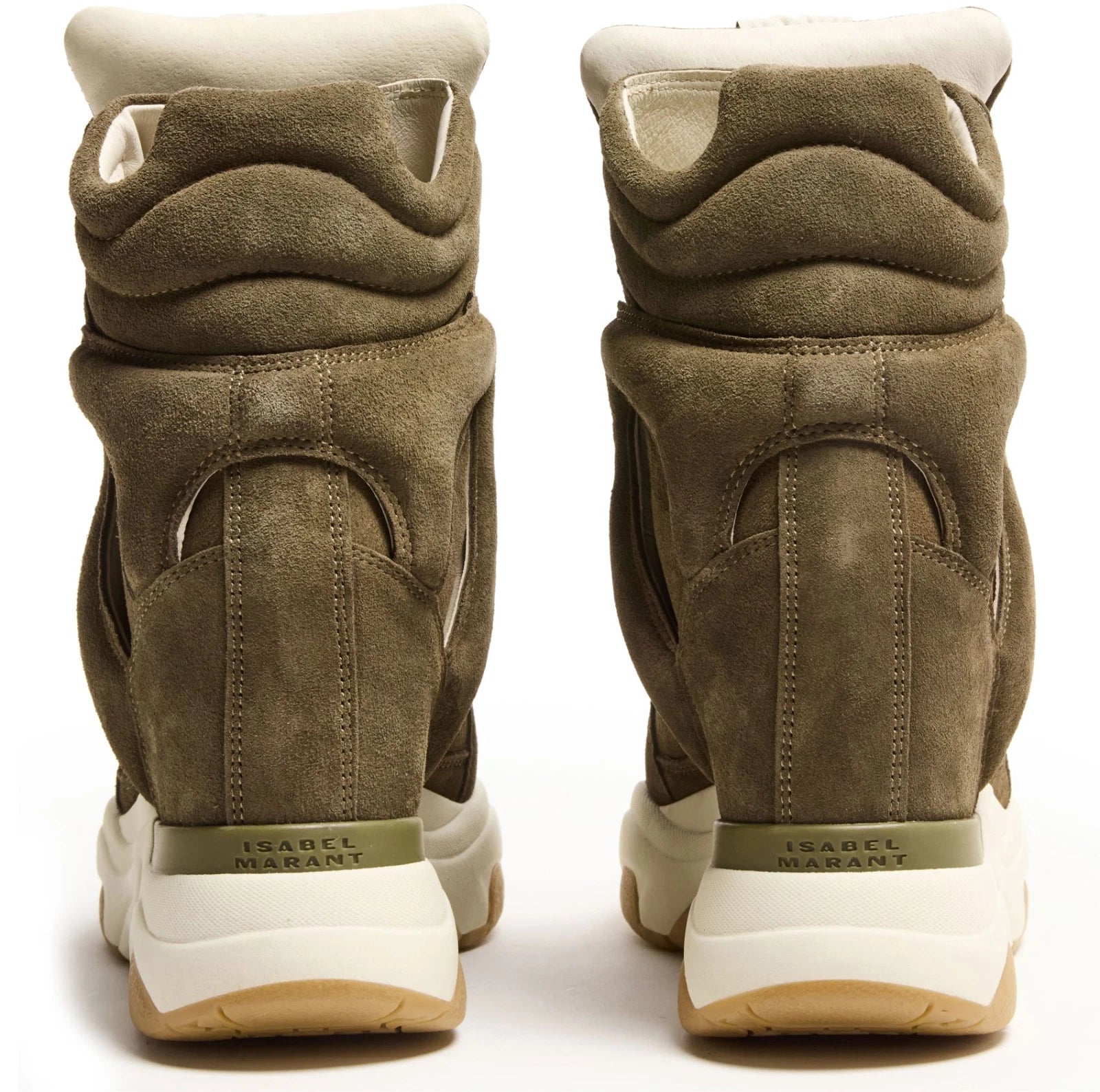 ISABEL MARANT Balskee  Khaki/Ecru Suede And Leather Wedge Sneakers New